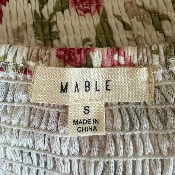 Mable Romantic Floral Ruched Mini Dress Size Small - Picture 3 of 4